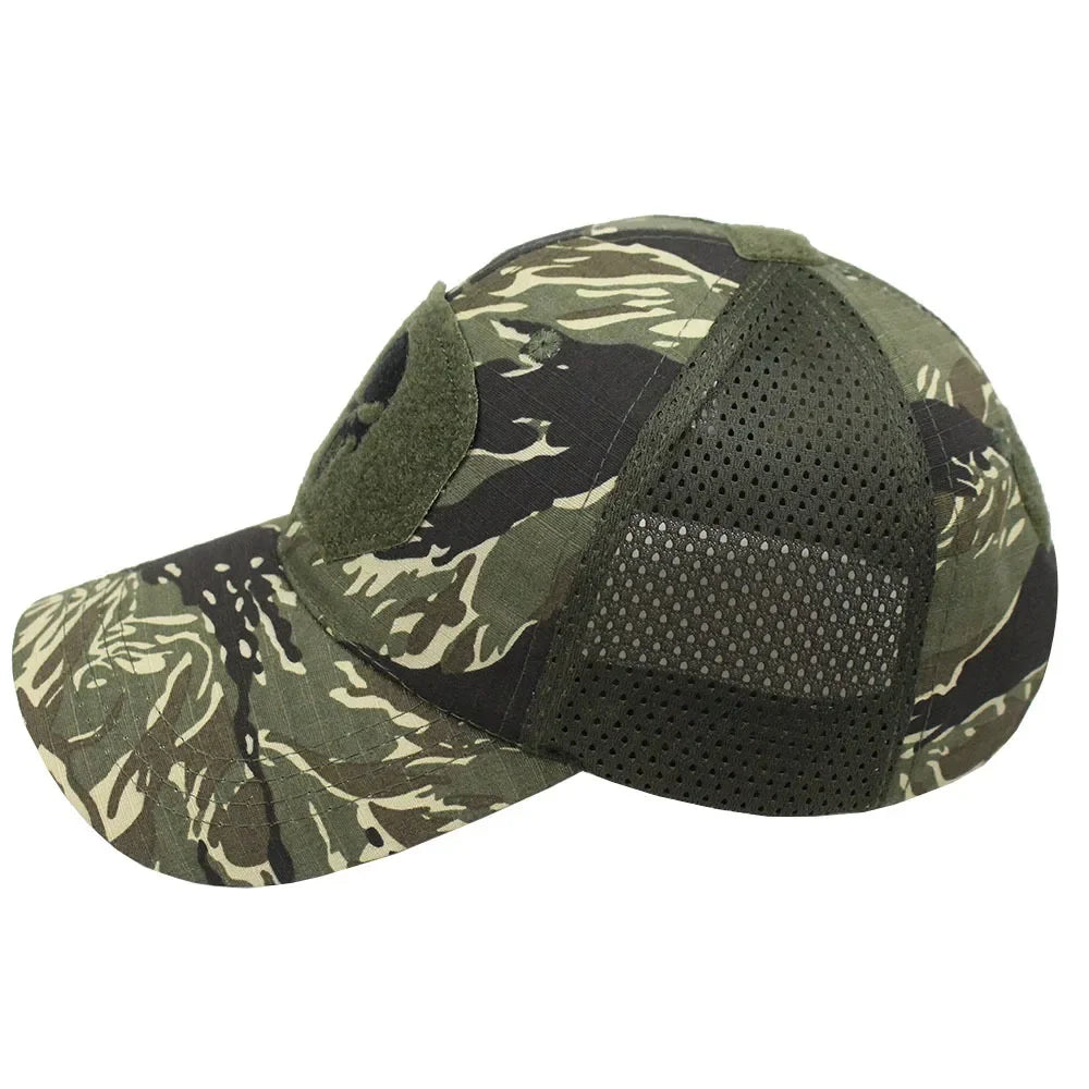 Men's Camo Seals Skull Tactical Baseball Caps for Women Summer Airsoft Military Outdoor Mesh Snapback Cap Sun Visor Trucker Hats