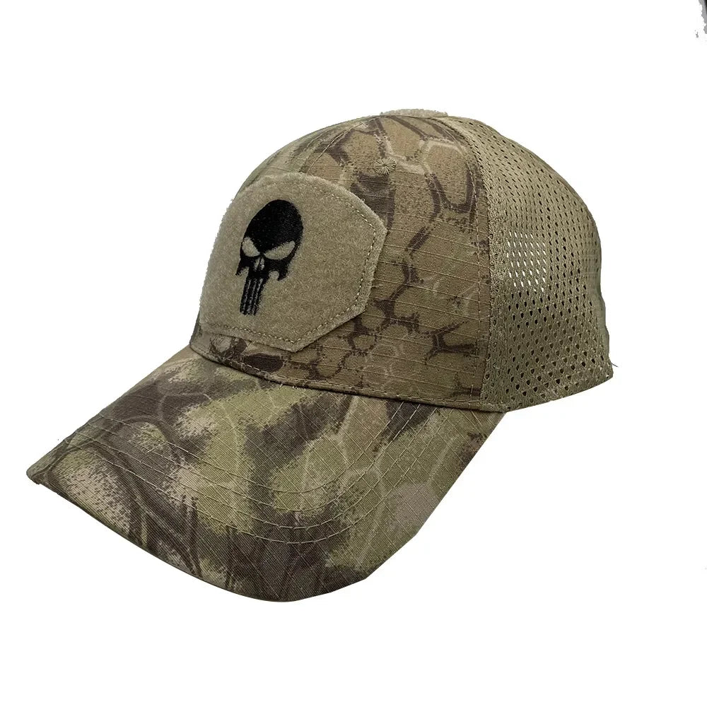 Men's Camo Seals Skull Tactical Baseball Caps for Women Summer Airsoft Military Outdoor Mesh Snapback Cap Sun Visor Trucker Hats