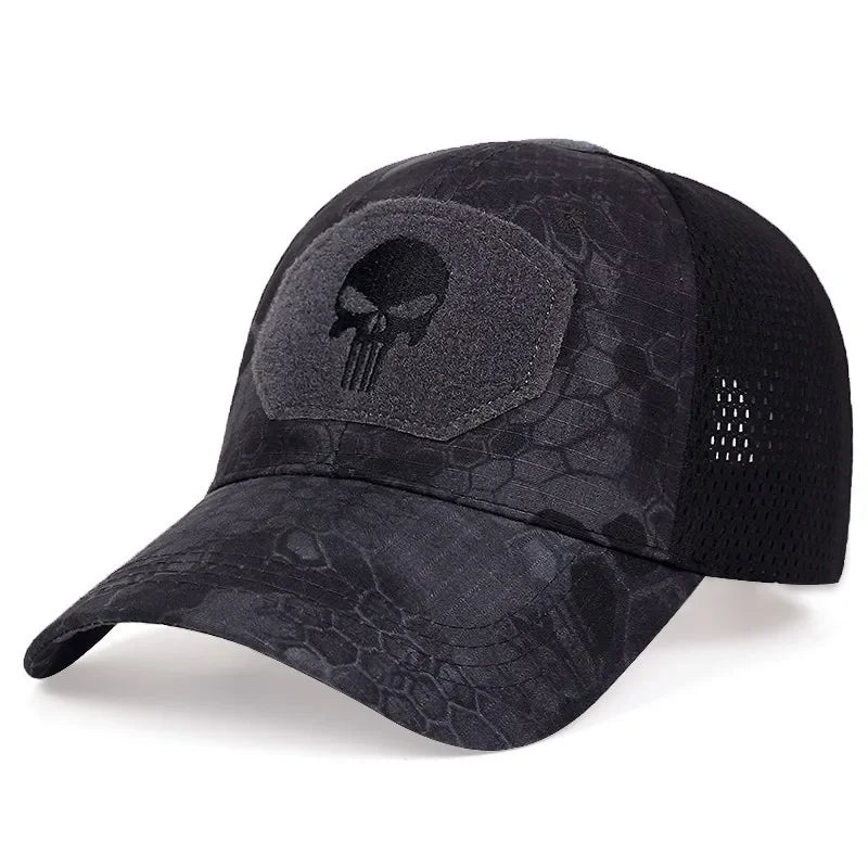 Men's Camo Seals Skull Tactical Baseball Caps for Women Summer Airsoft Military Outdoor Mesh Snapback Cap Sun Visor Trucker Hats