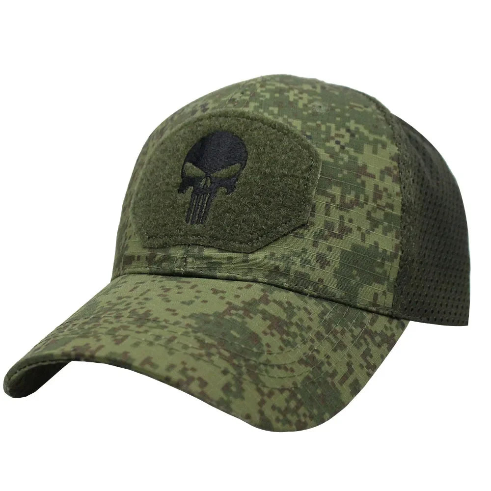 Men's Camo Seals Skull Tactical Baseball Caps for Women Summer Airsoft Military Outdoor Mesh Snapback Cap Sun Visor Trucker Hats