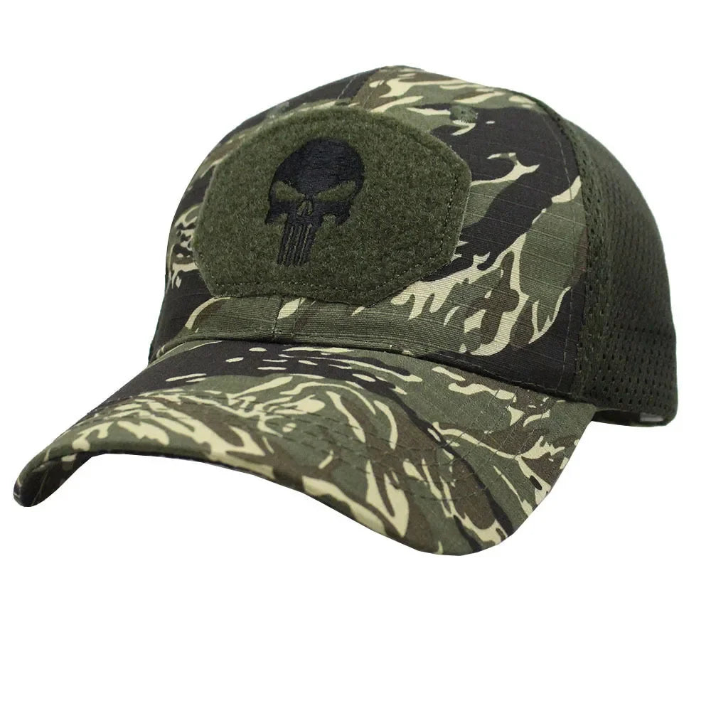 Men's Camo Seals Skull Tactical Baseball Caps for Women Summer Airsoft Military Outdoor Mesh Snapback Cap Sun Visor Trucker Hats