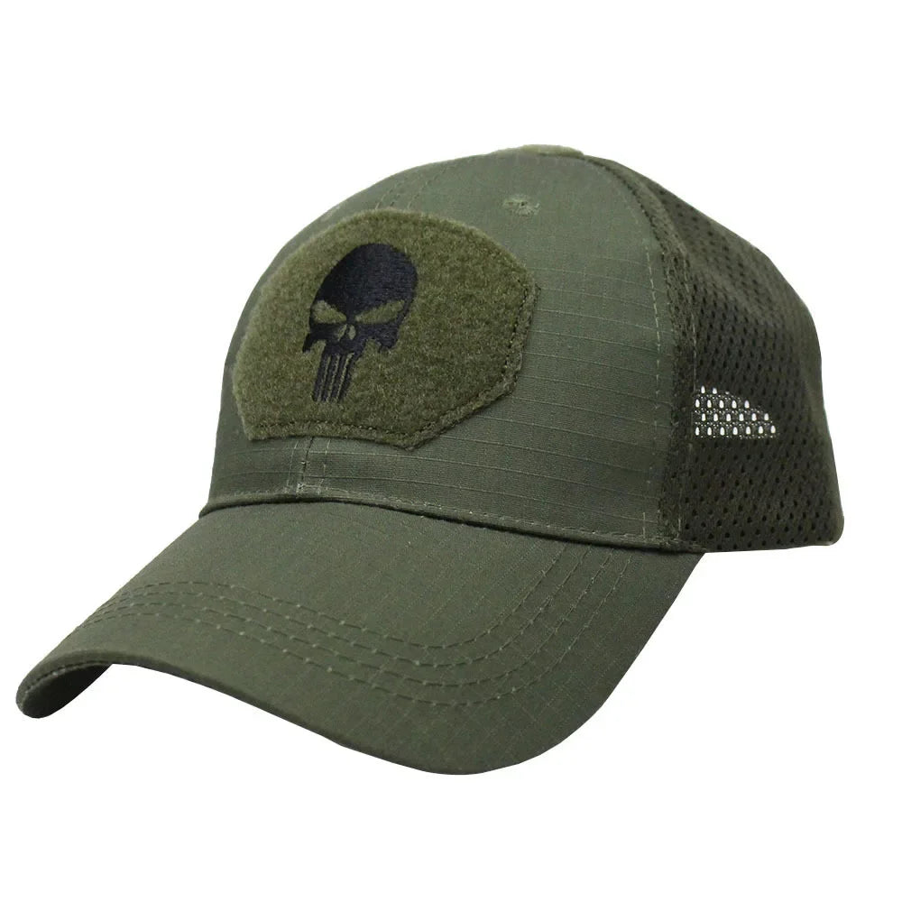 Men's Camo Seals Skull Tactical Baseball Caps for Women Summer Airsoft Military Outdoor Mesh Snapback Cap Sun Visor Trucker Hats